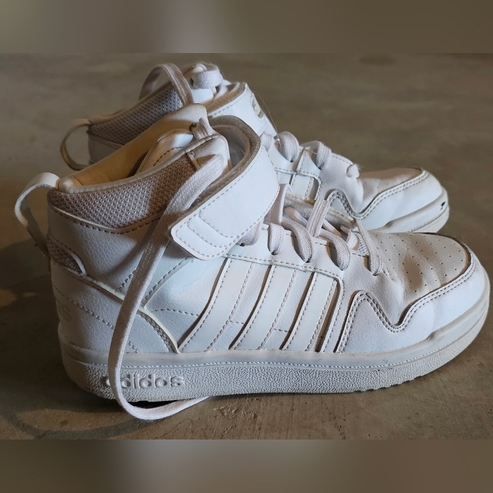 Adidas White Leather High-Top Sneakers